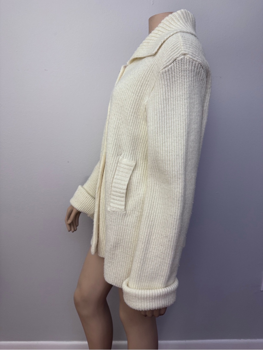 Cream Button-Front Knit Jacket - Picture 3 of 8